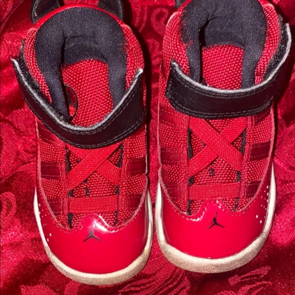 Jordan Kids Red and Black Sneakers